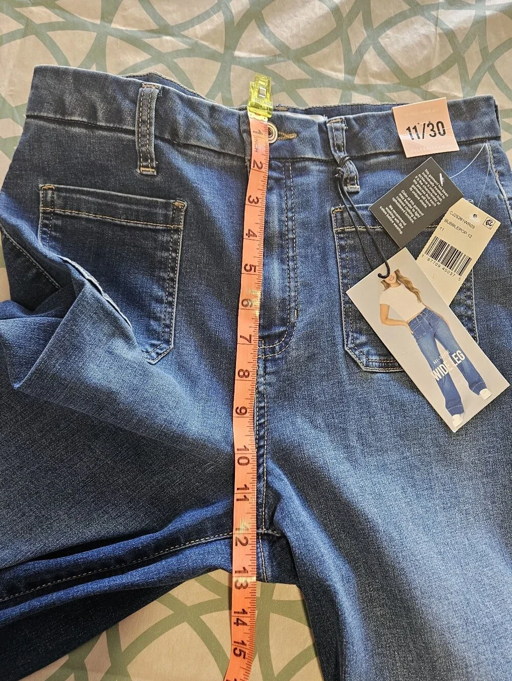 Celebrity Pink Juniors High Wide-Leg Patch Pocket Dark Wash Jeans Size 11/30 NWT - Picture 11 of 16